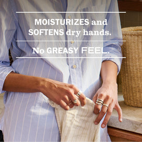 Mrs. Meyer's Snowdrop hand lotion pump dispenser enables easy, mess-free application.