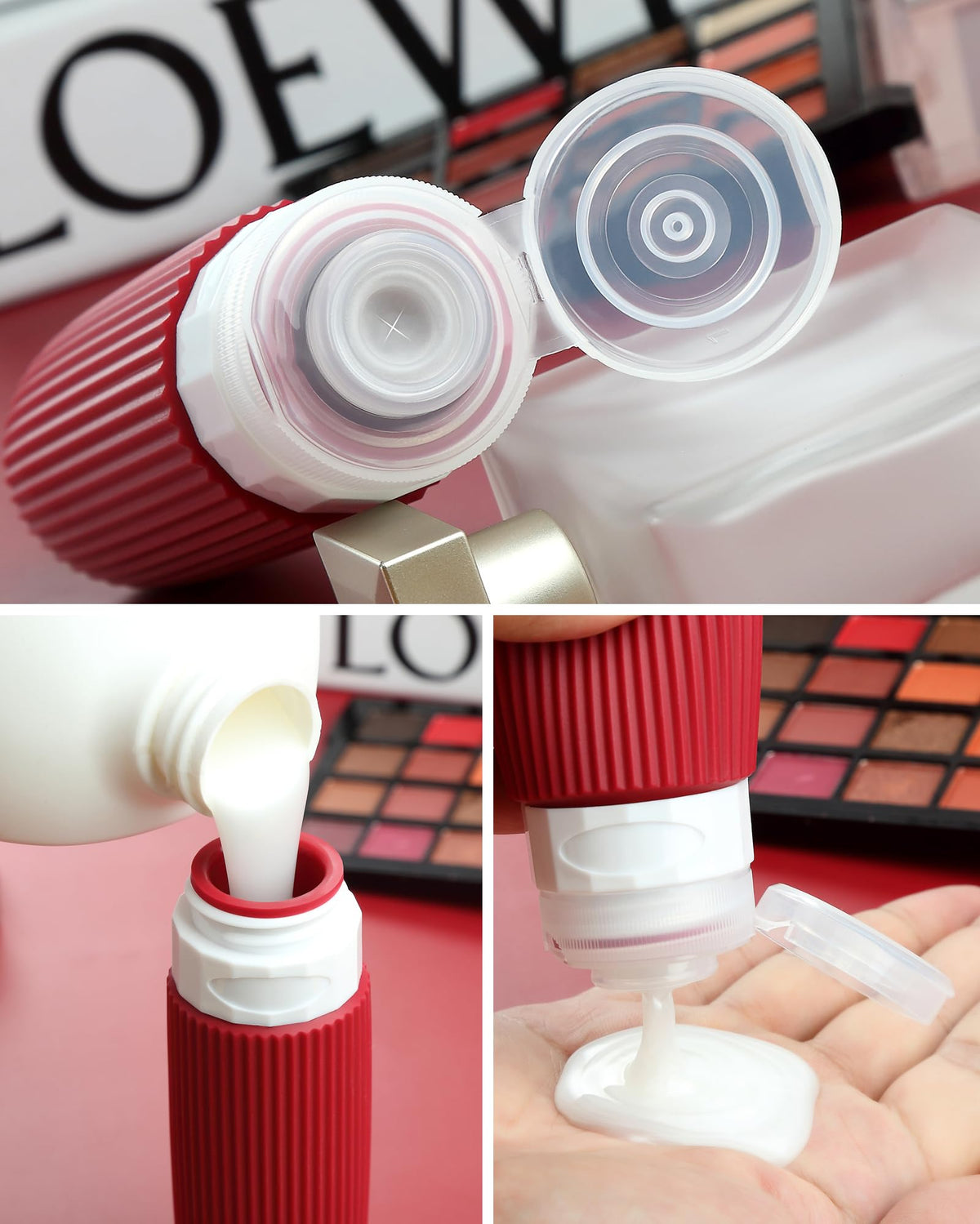 Mrsdry 1oz silicone cream jars for secure carry-on storage.