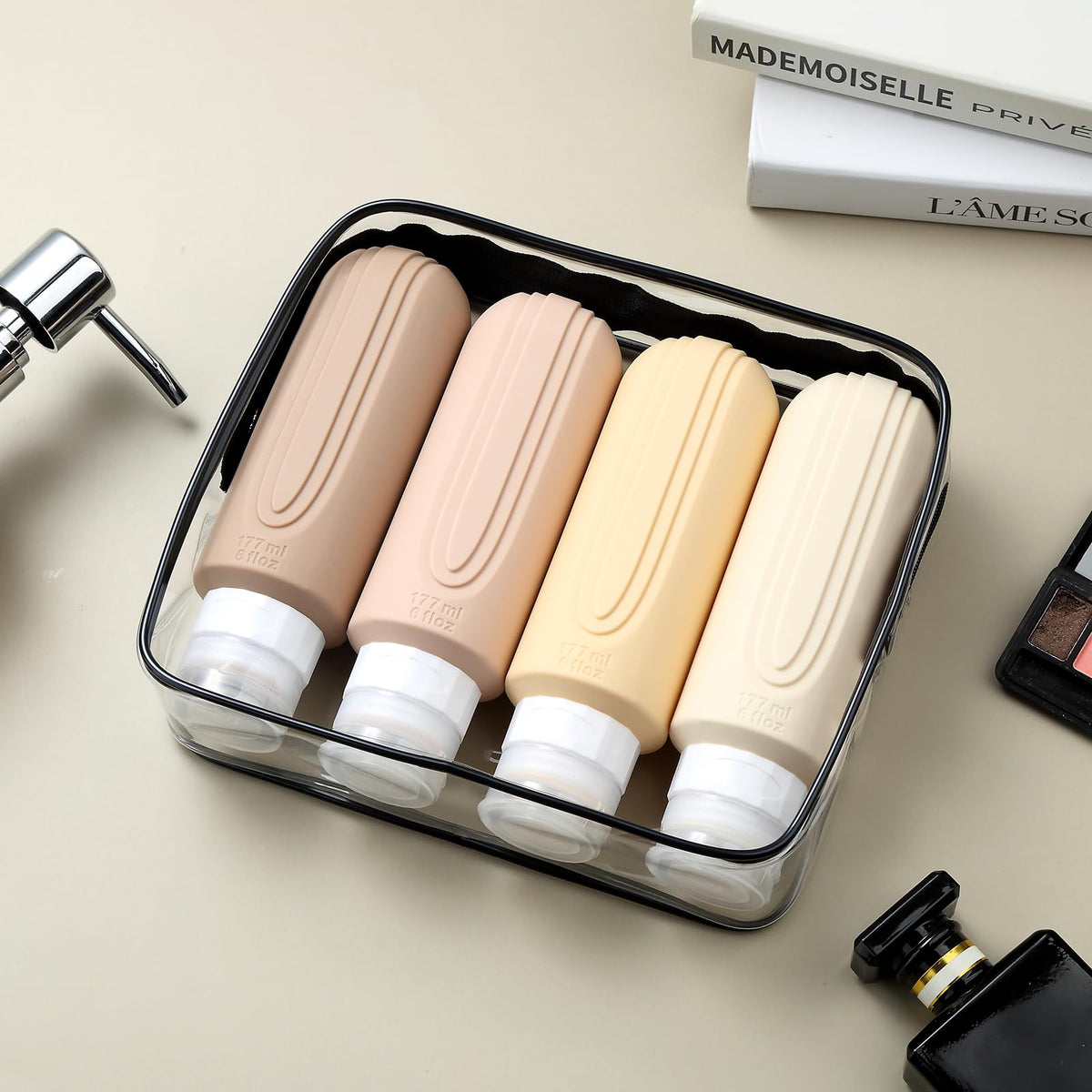 Mrsdry travel bottles feature durable silicone built to withstand frequent packing.