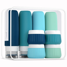 Mrsdry silicone squeeze bottles with clear bag for neat packing on the go.