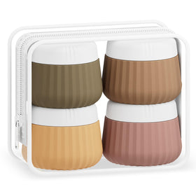 Mrsdry travel containers four-pack shown for on-the-go skincare organization and leak protection.
