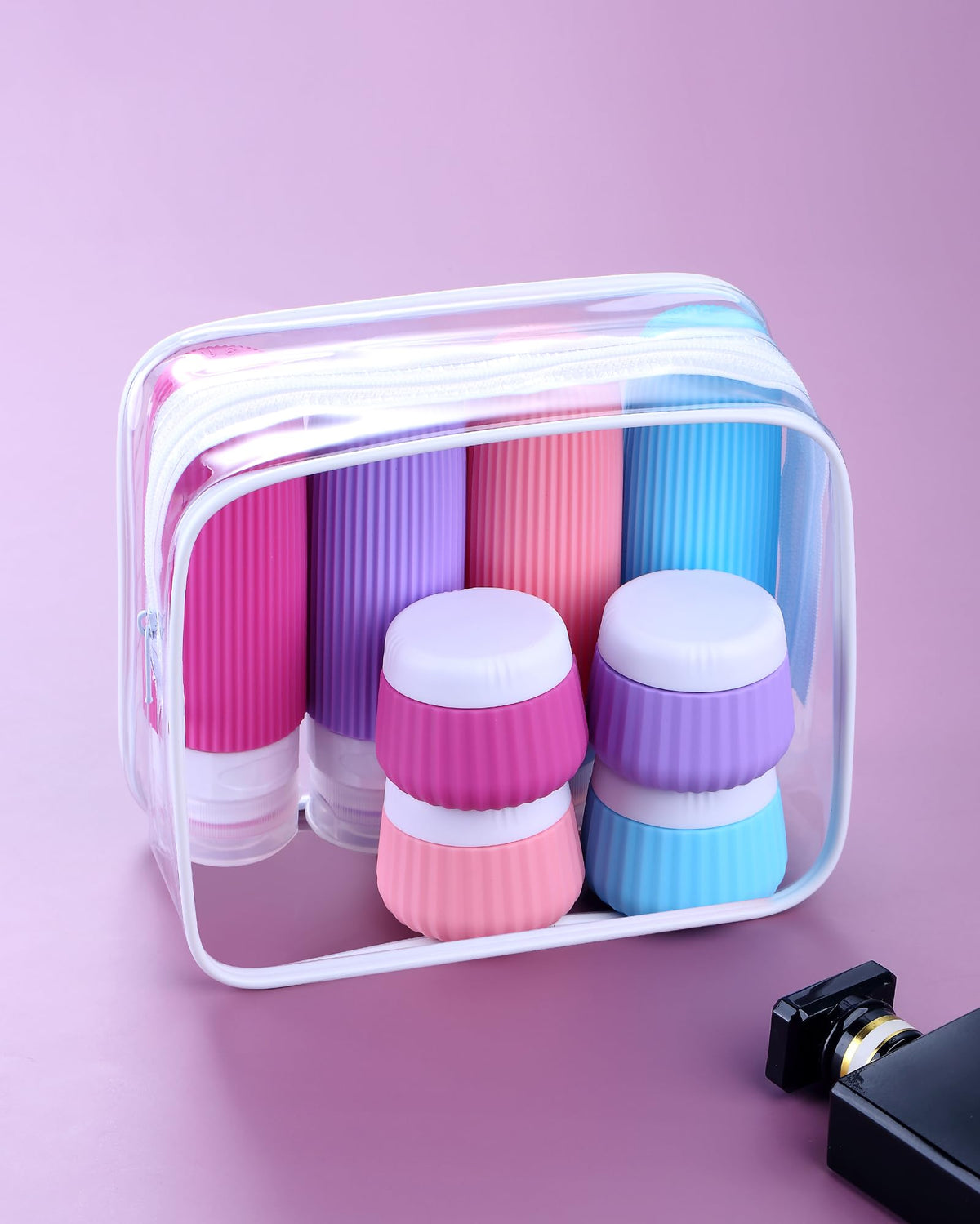 Mrsdry wide-opening refills: easy filling for shampoo, conditioner, or lotion.