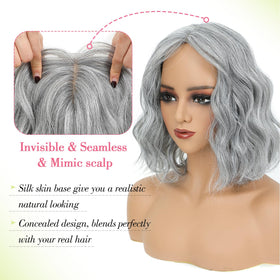 Ms Taj silver grey topper shows natural waves for fuller daily look