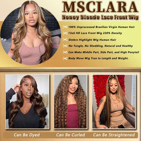 MSCLARA honey blonde ombre wig offers versatile styling options