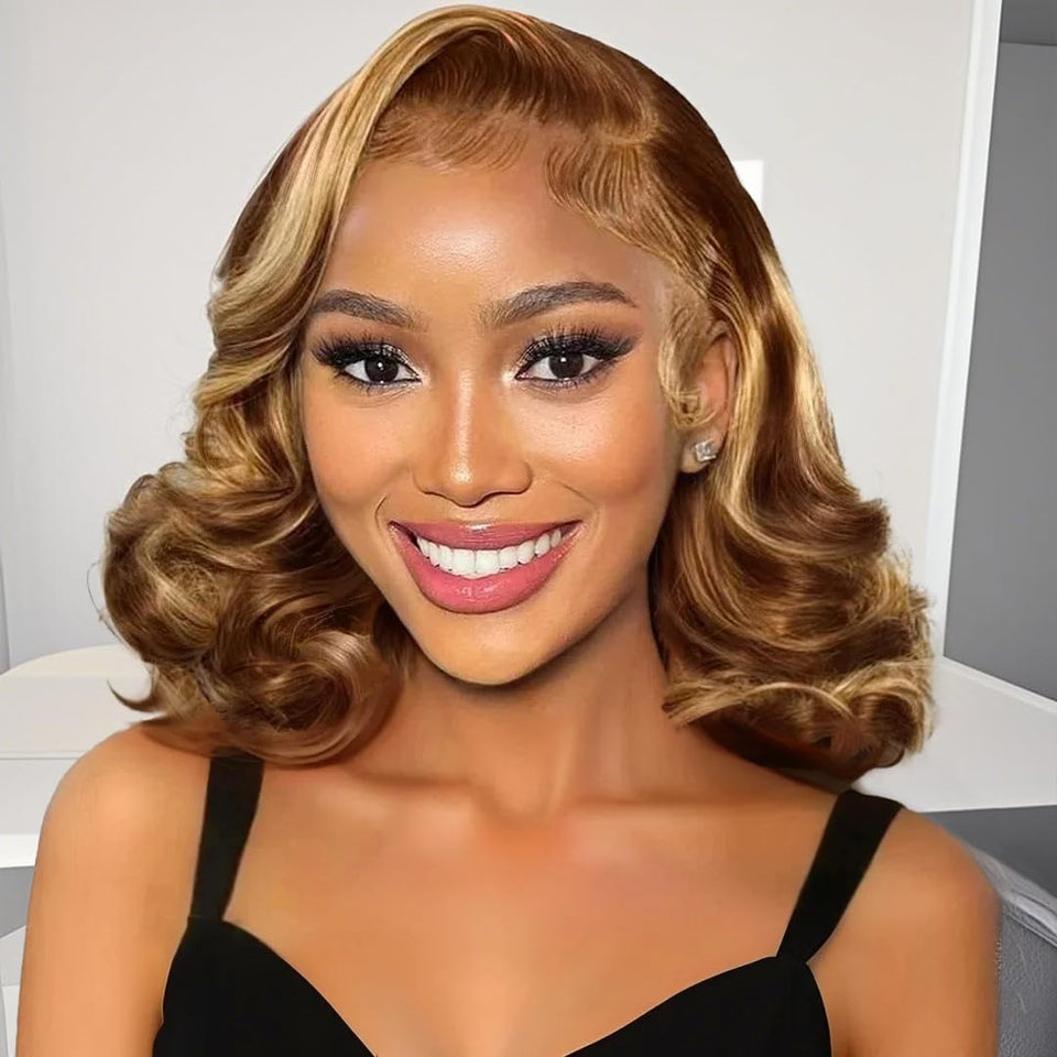 mscoco glueless wig hd lace 12 inch close-up showing natural hairline and seamless blend