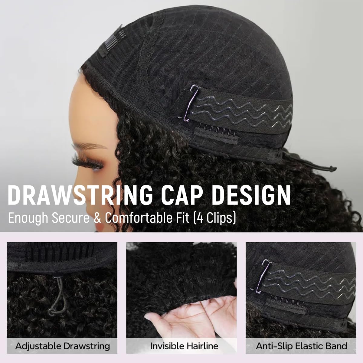mscoco half wig with clips and comb attachment for stable styling