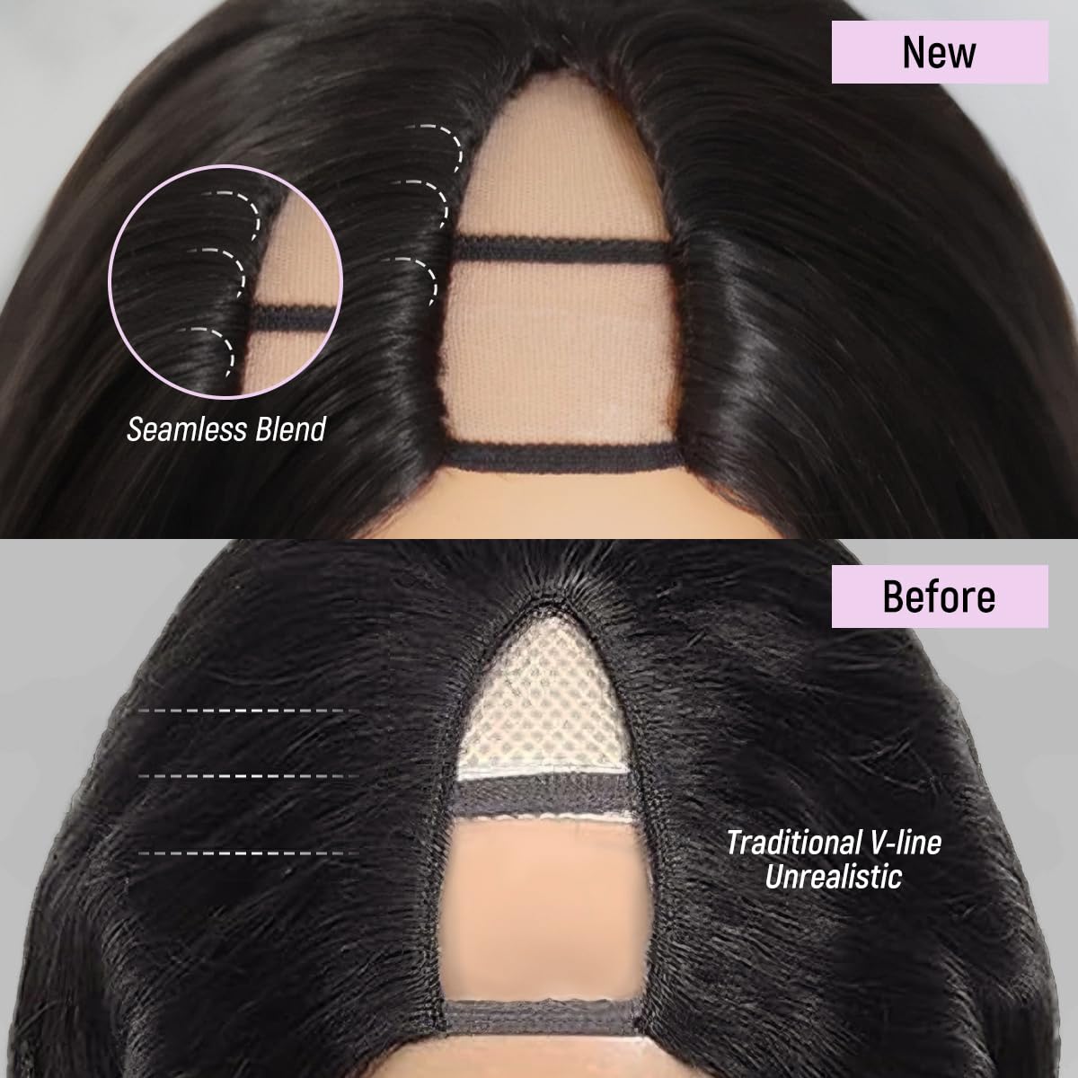 mscoco V Part wig with clips and comb for secure easy wear