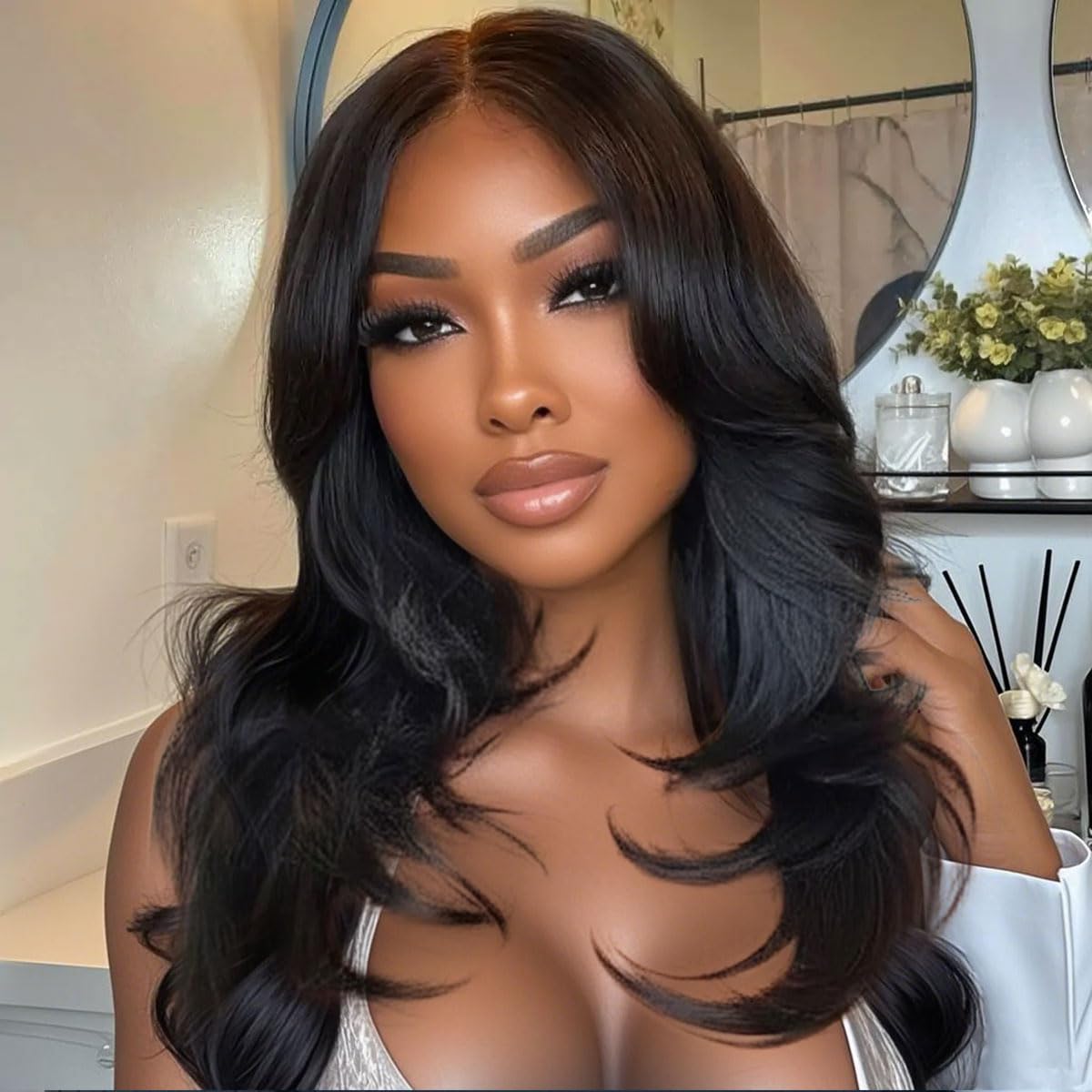 mscoco Wear and Go glueless wig with lace closure; natural hairline close-up.