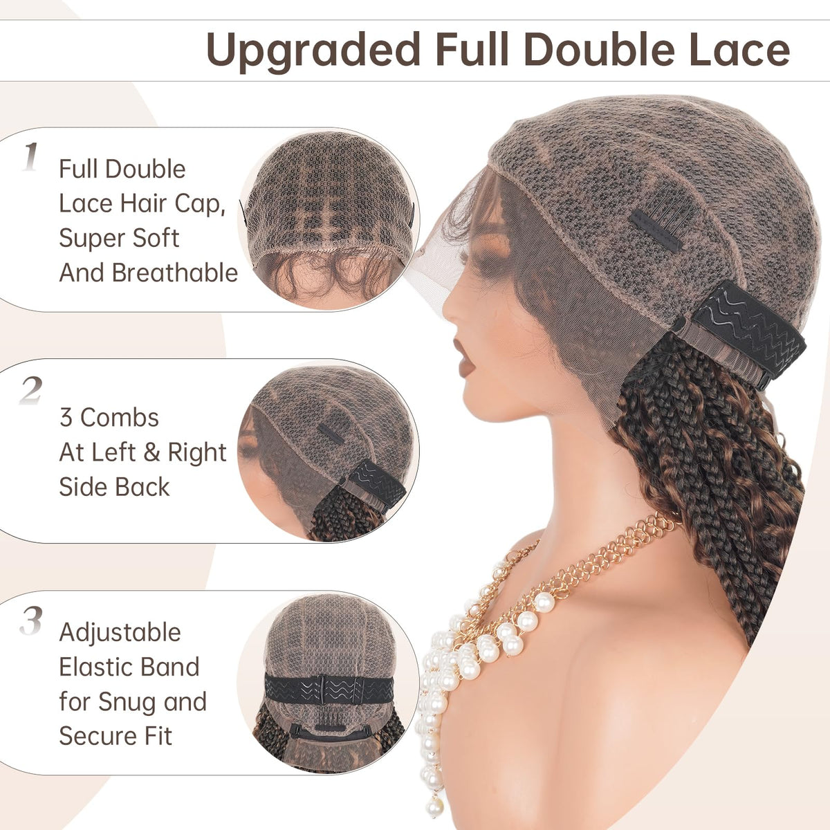 MS.FEEL adjustable strap and three combs, secure fit for active days.