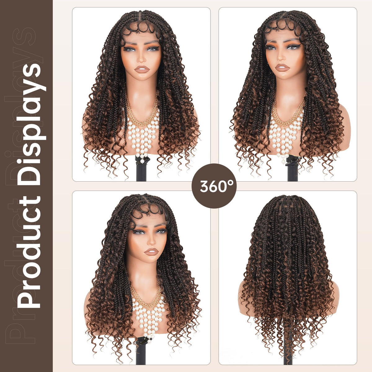 MS.FEEL ombre brown wig texture close-up, soft fibers for a natural look.
