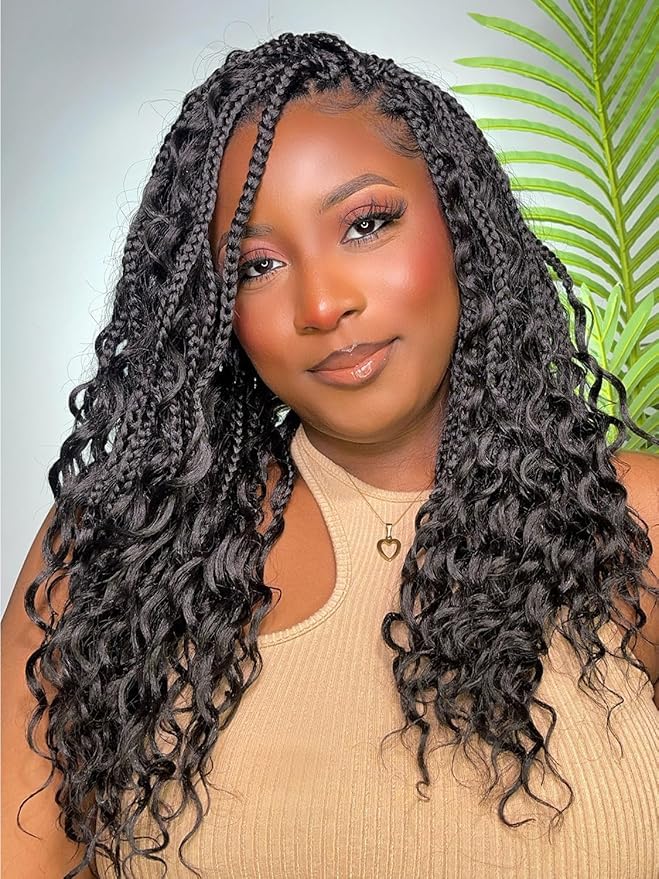 MS.FEEL Short Boho Braided Wig with full lace cap for comfortable daily wear.