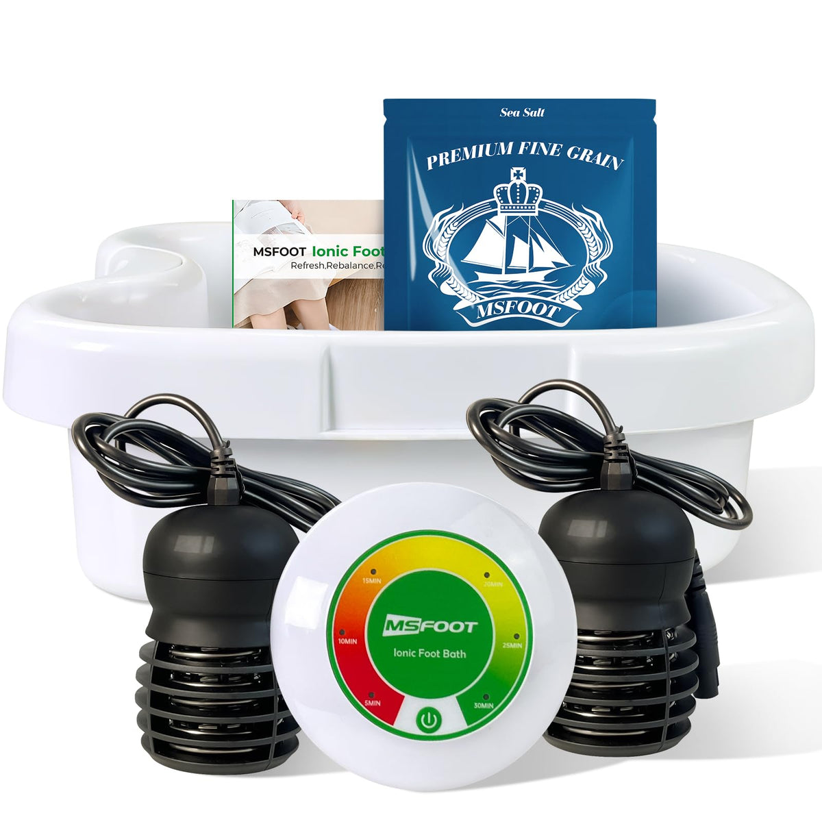 MSFOOT upgraded ionic foot bath detox machine shown for easy at-home spa use