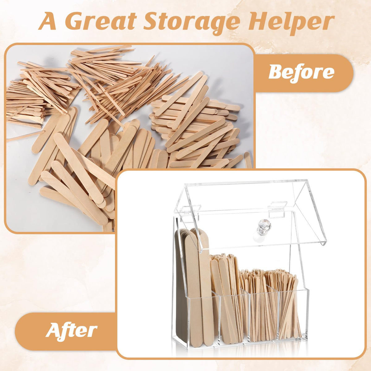 MSHUNKEJI clear acrylic organizer keeps sticks within easy reach.