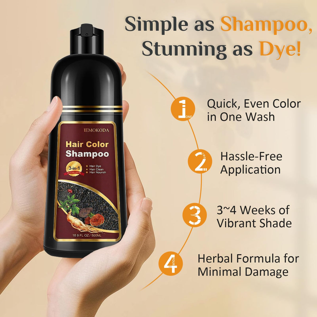 Msktasy hair dye shampoo color deposit spreads evenly for vibrant, long-lasting shade