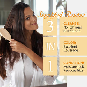 Msktasy hair dye shampoo gray-coverage closeup showing seamless color blend