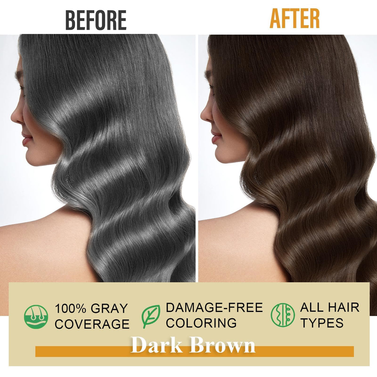 Msktasy hair dye shampoo lather in hand showing easy blend for gray roots.
