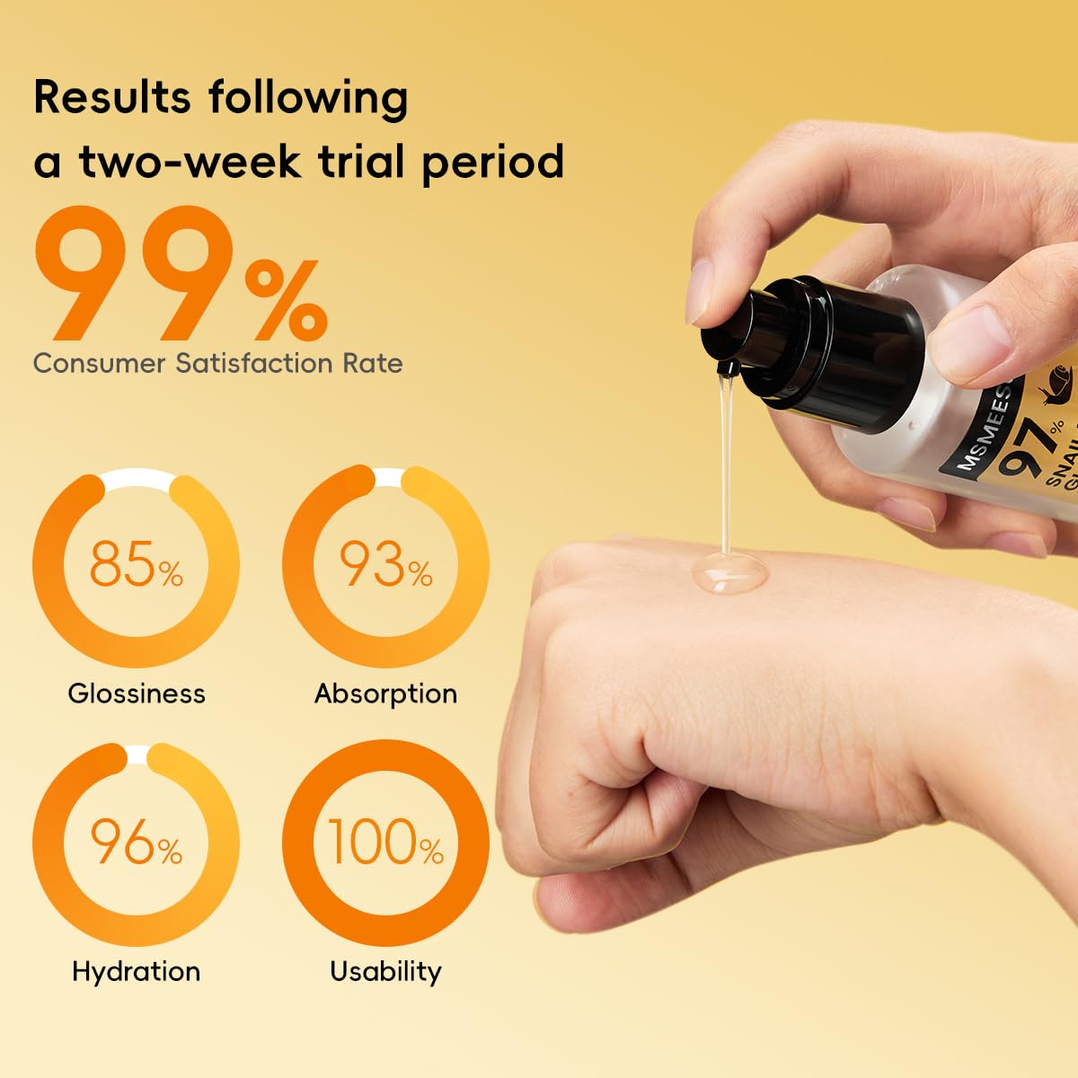 MSMEESUYA snail mucin serum on bathroom shelf for daily routine.