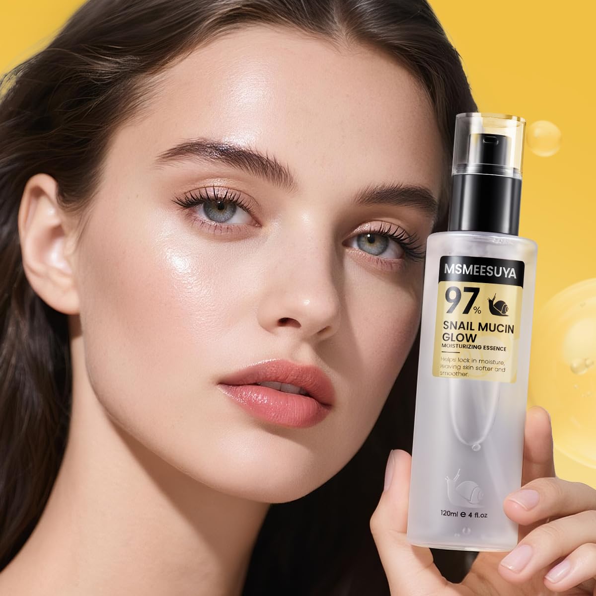 Close-up of MSMEESUYA serum texture for smooth, soft skin.