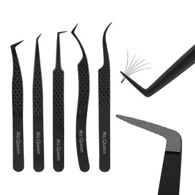 Ms.Queen lash tweezers set with microfiber tip for precise lash pickup.