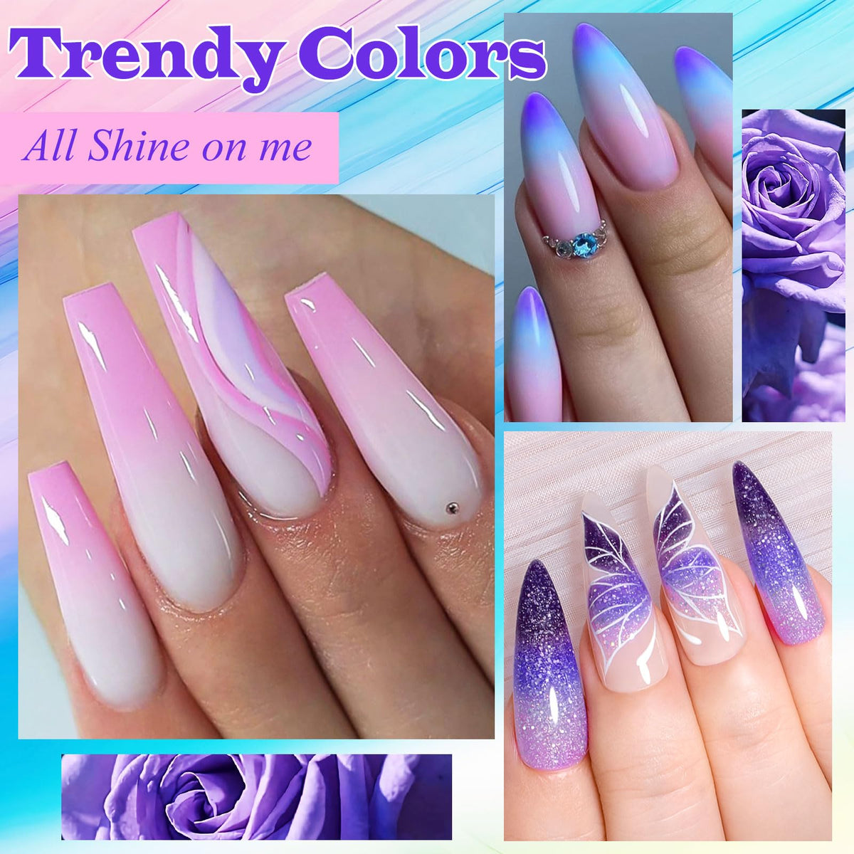 MSRUIOO mood glitter pink polish changes with temperature for playful nails.