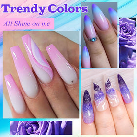 MSRUIOO mood glitter pink polish changes with temperature for playful nails.