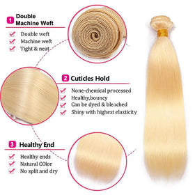 MSTOXIC 613 blonde bundles fully-length-weft highlights even color distribution for versatile styling.