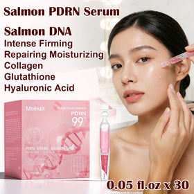 Mtmult Salmon DNA PDRN Serum ampoules ready for travel-friendly skincare.