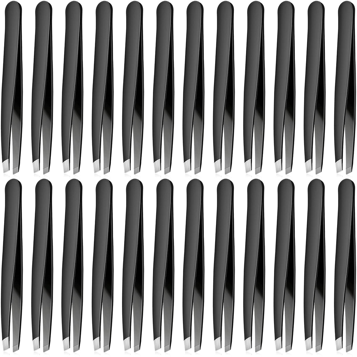 Mudder 24-piece stainless steel eyebrow tweezers with slanted tips for precise grooming