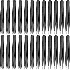 Mudder 24-piece stainless steel eyebrow tweezers with slanted tips for precise grooming