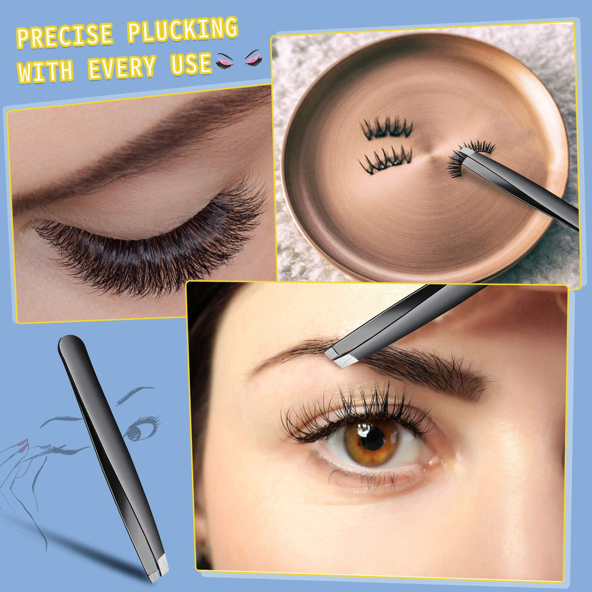 Mudder hand-filed tips on stainless steel tweezers ensure clean grip