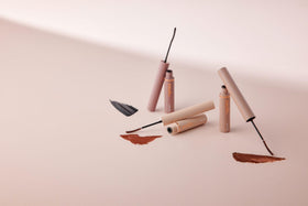 mude Inspire Skinny Curling Mascara on lashes with defined separation and lasting hold