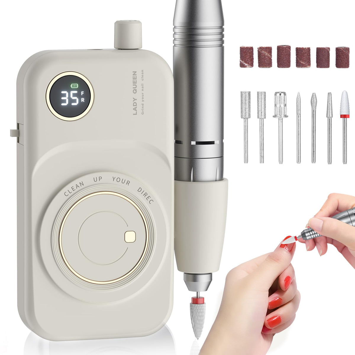 mUGLE portable nail drill 35000RPM for quick acrylic and gel removal