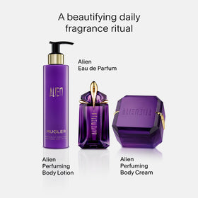Mugler Alien Body Cream promotes radiant skin glow after daily use.