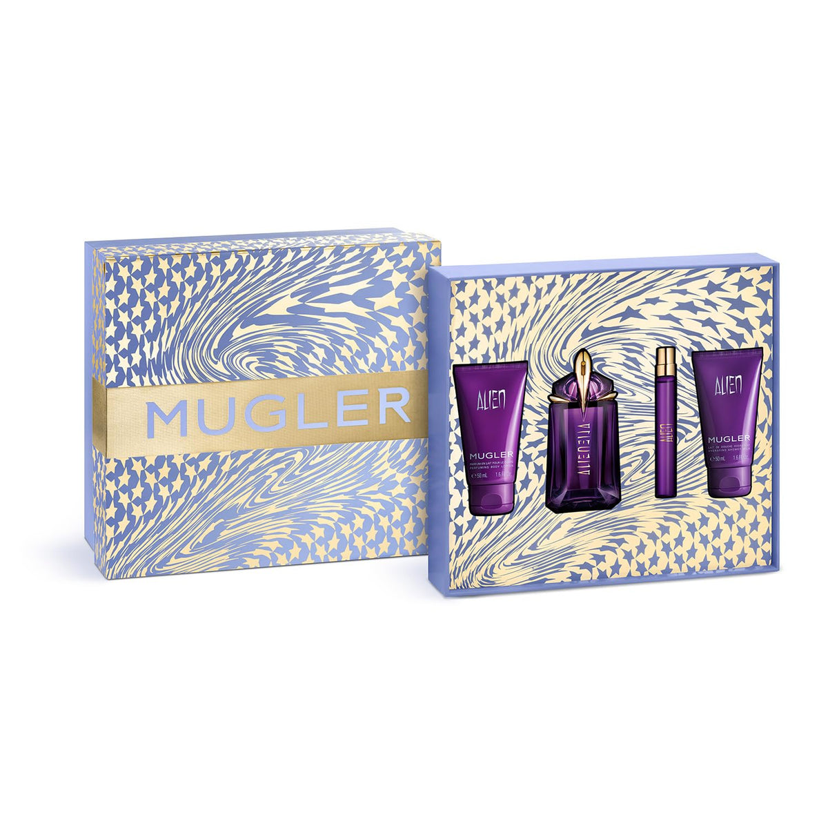Mugler Alien gift set packaging display, ideal for gifting fragrance lovers.
