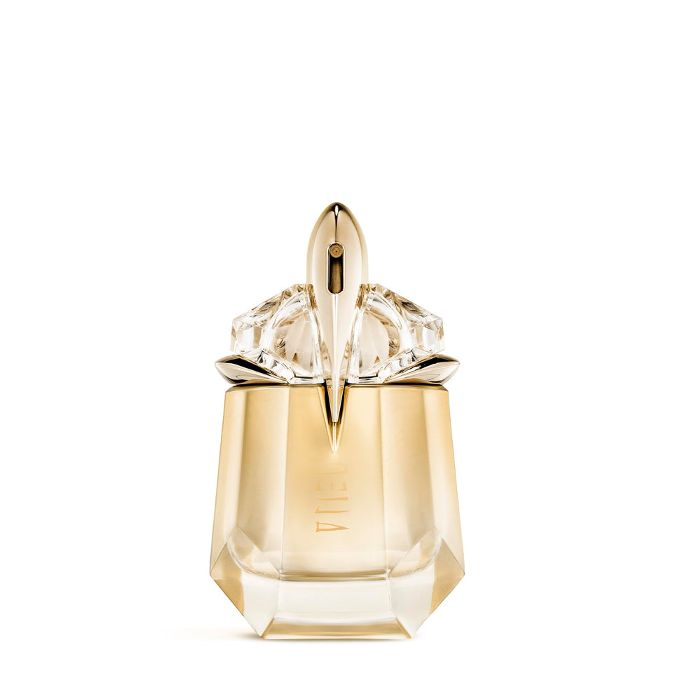 Mugler Alien Goddess bottle front radiates vibrant floral notes for daytime wear.
