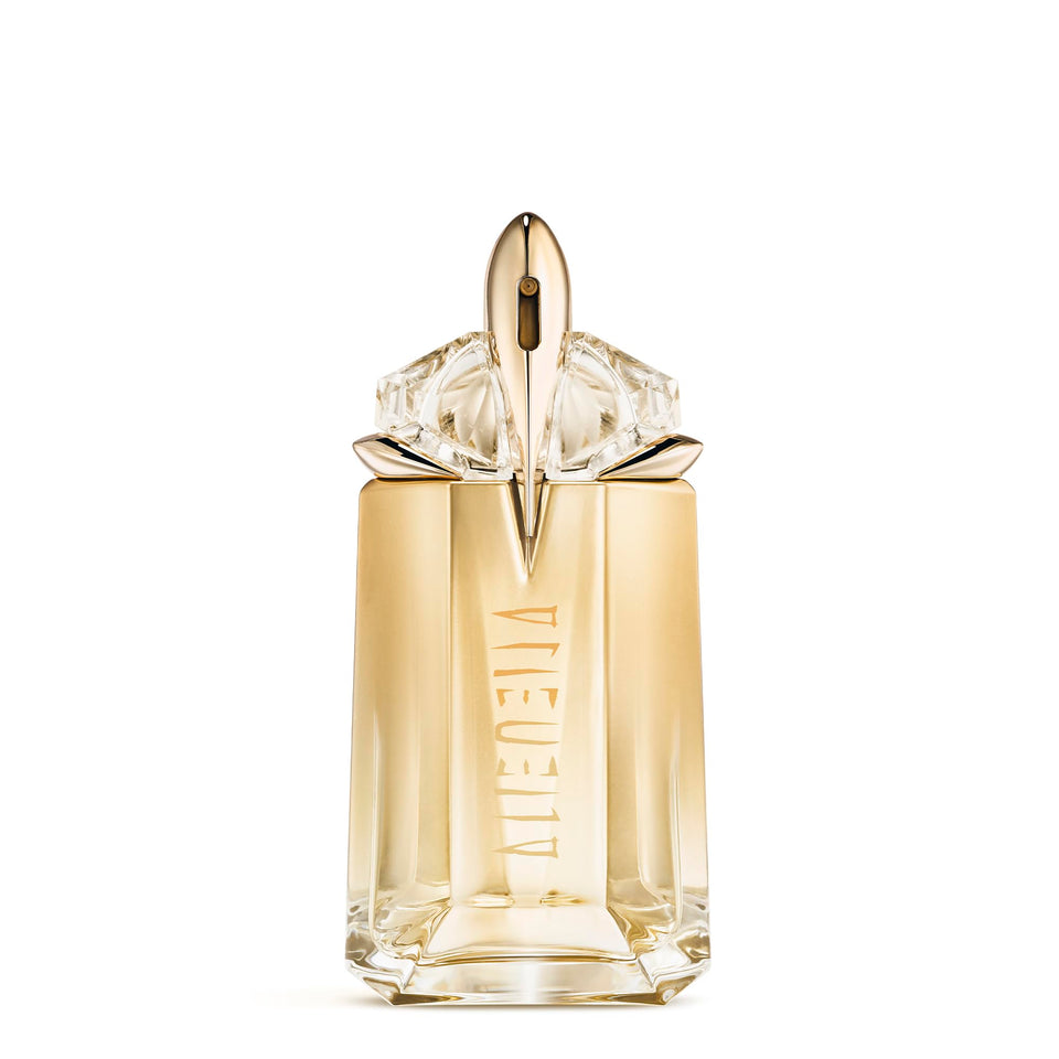 Mugler Alien Goddess bottle: sleek glass design for a radiant, long-lasting fragrance.