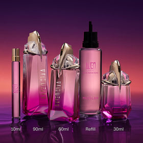 Mugler Alien Pulp refillable bottle supports sustainable luxury.