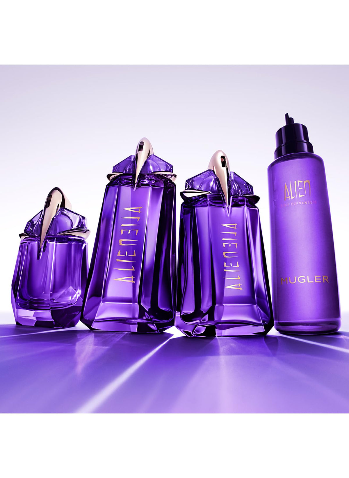 Mugler Alien Refill packaging box showcases responsible luxury branding.