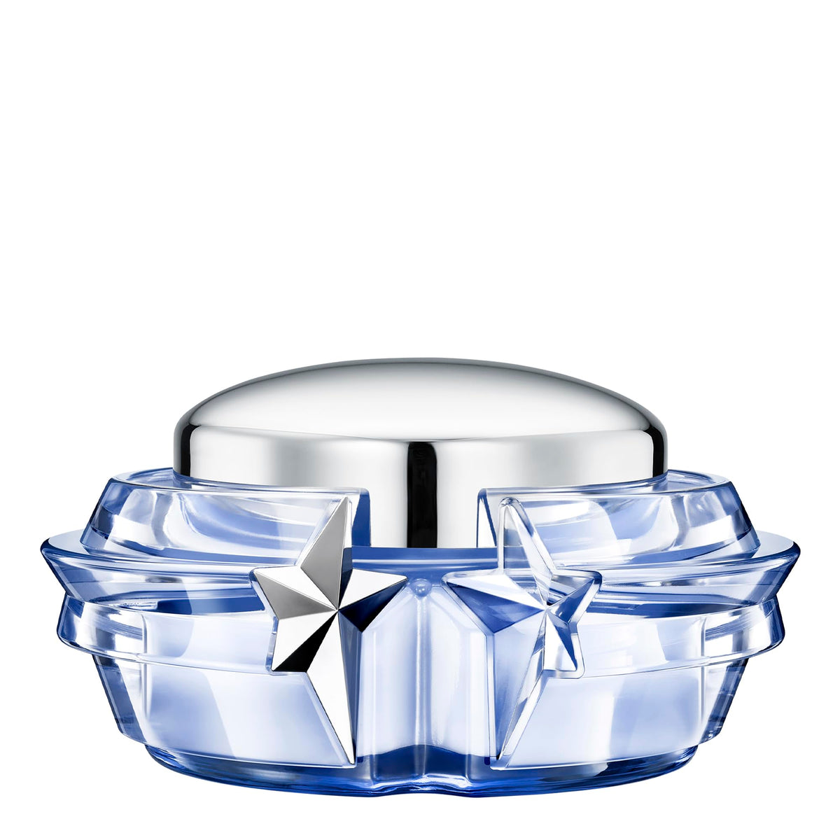Mugler Angel Body Cream jar with star motif delivers rich hydration for daily pampering.