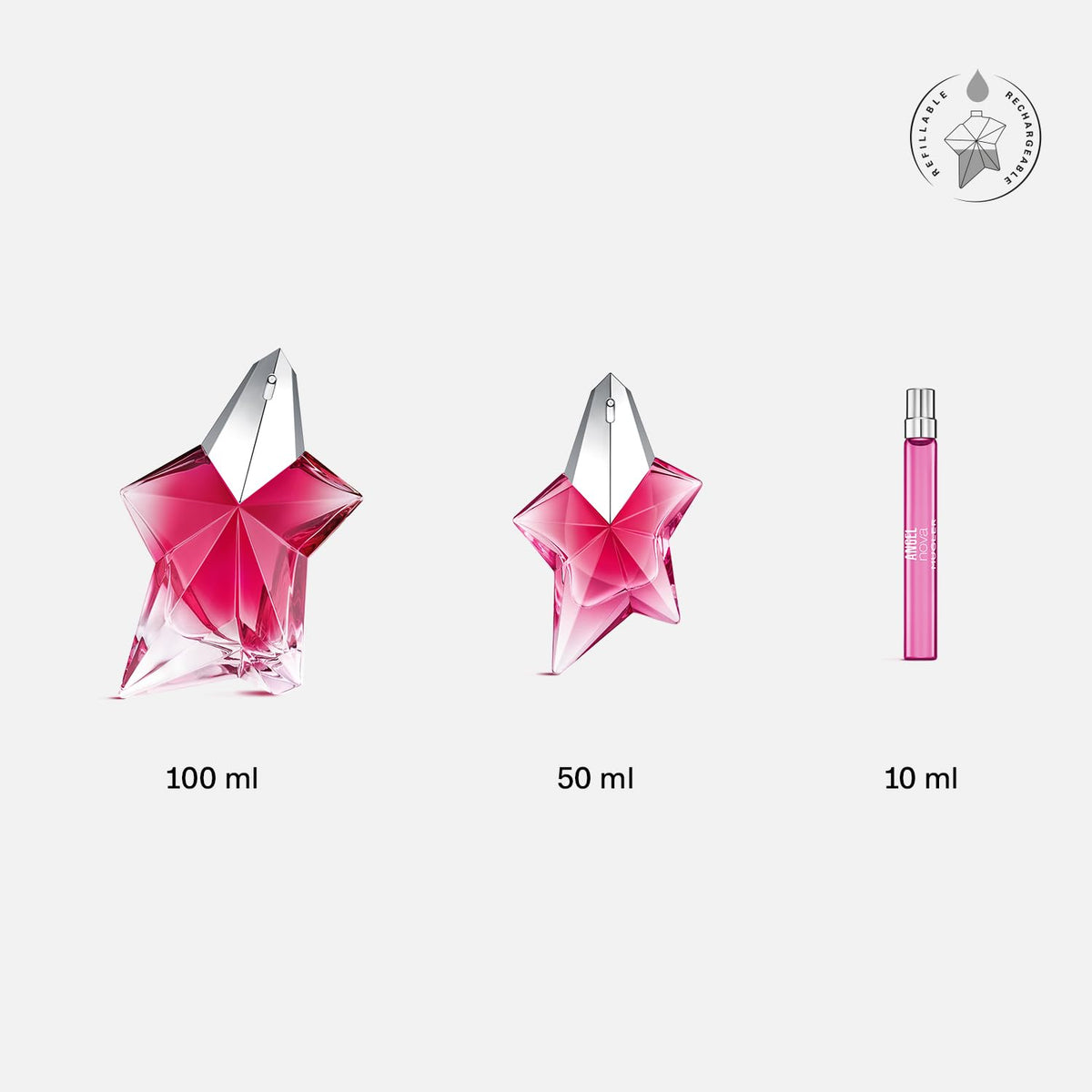 Mugler Angel Nova fragrance juice pour echoes the raspberry burst for a refreshing moment.