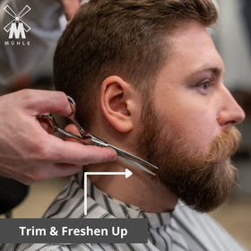 MÜHLE ergonomic handle design reduces fatigue during grooming sessions