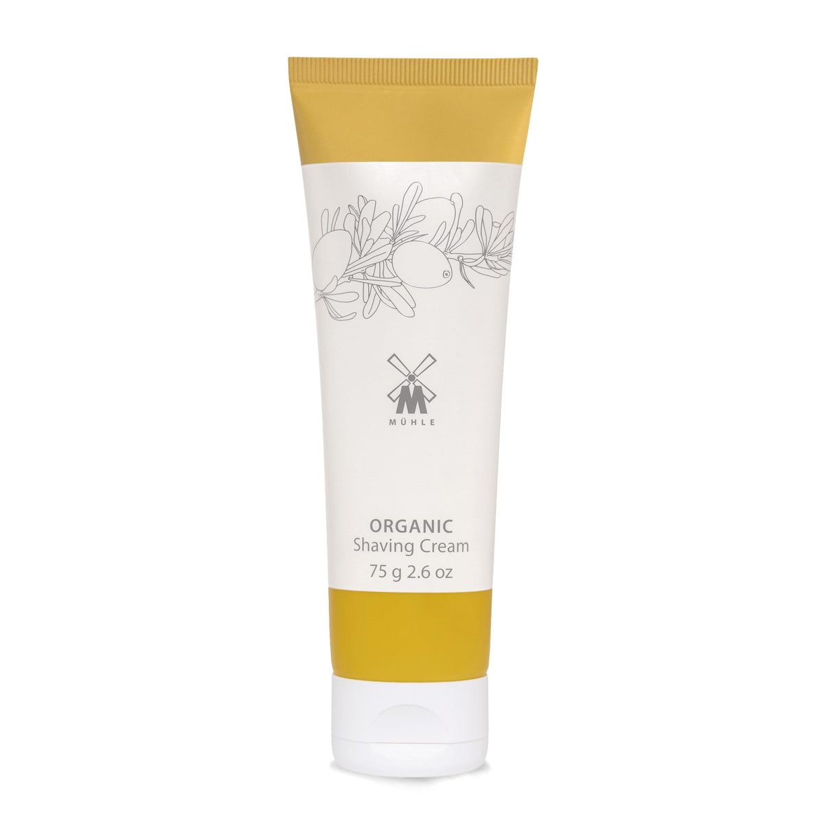MÜHLE Organic Shaving Cream packaging with pump bottle for travel-ready grooming