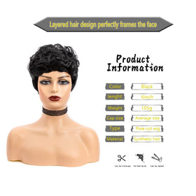 MUJGOO pixie cut wig back view highlights tapered finish and volume
