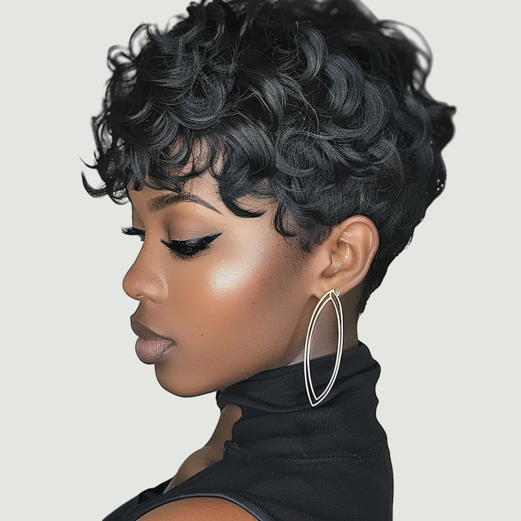 MUJGOO wig on model demonstrates comfortable fit and breathable cap design