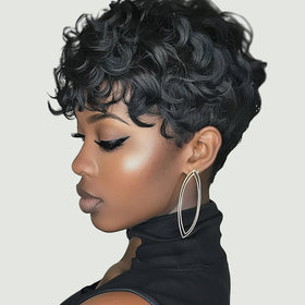 MUJGOO wig on model demonstrates comfortable fit and breathable cap design