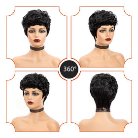 MUJGOO pixie wig styling option demonstrates easy restyling for different events