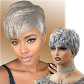 MUJGOO grey wig in casual look for everyday fashion