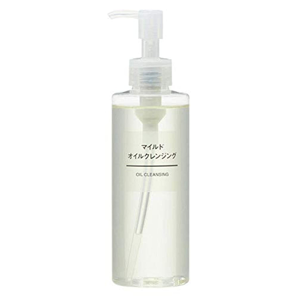 MUJI Mild Cleansing Oil bottle showcases lightweight texture for gentle makeup removal.