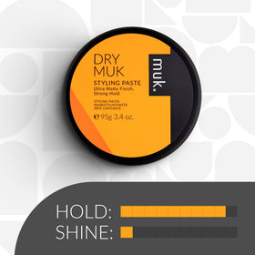 MUK Haircare Dry Ultra Matte Styling Paste applied to hair for textured styling results.