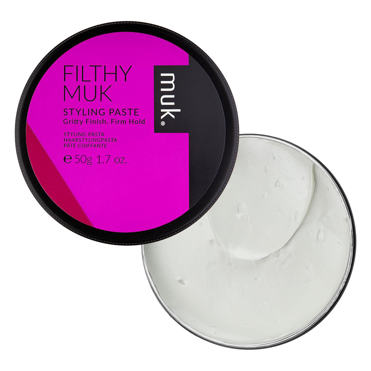 Close-up of MUK Filthy Gritty Finish paste texture for short-to-medium styles